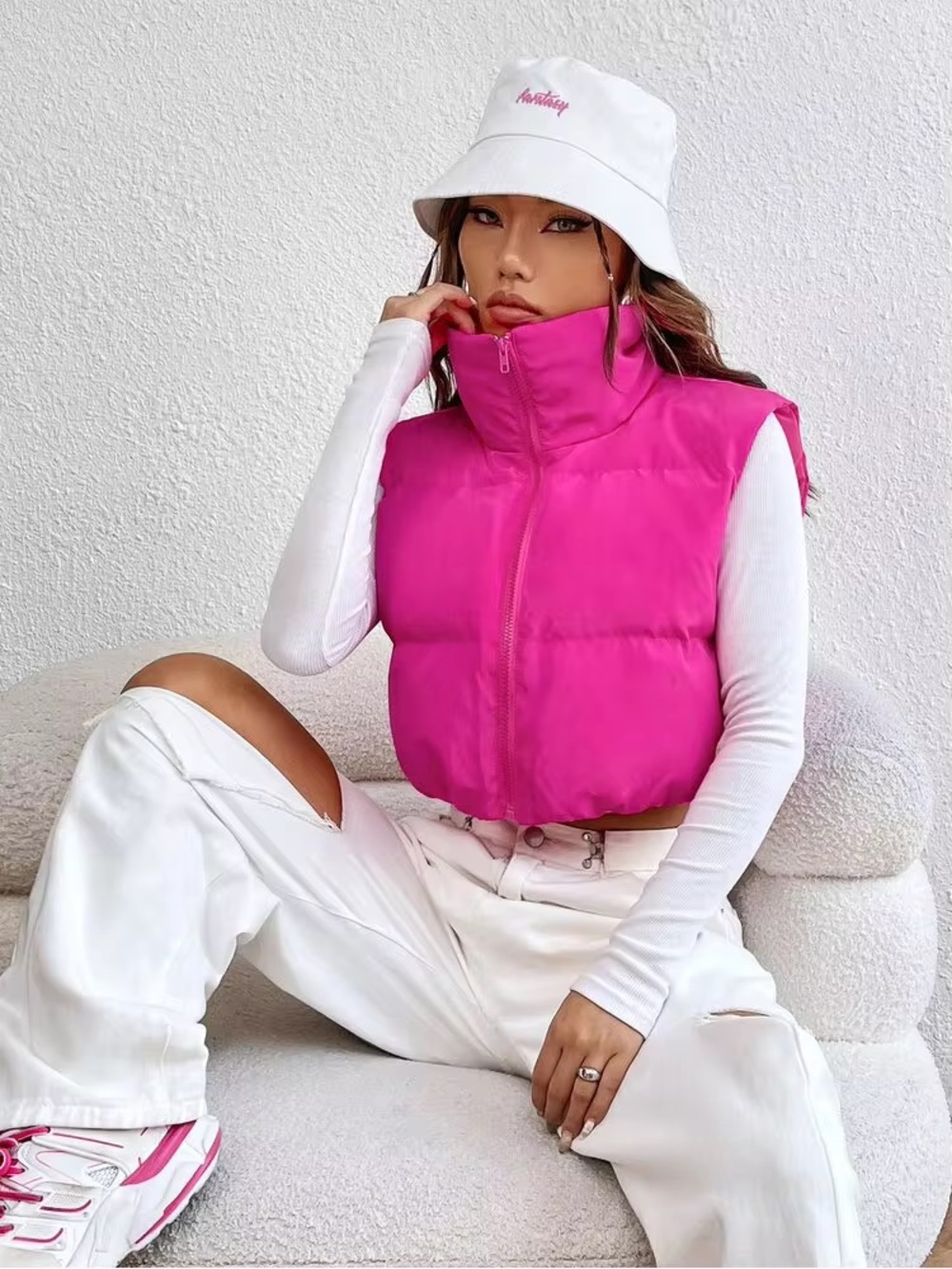 SHEIN EZwear Y2k Zipper Front Vest Padded Coat In Fall/Winter - Picture 3 of 8